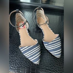 Mix No. 6 Navy Blue Striped Ankle Strap Sandals